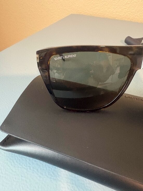Saint Laurent SL 1 Slim 002 Sunglasses-Color: Havana/Grey, NWT and Case